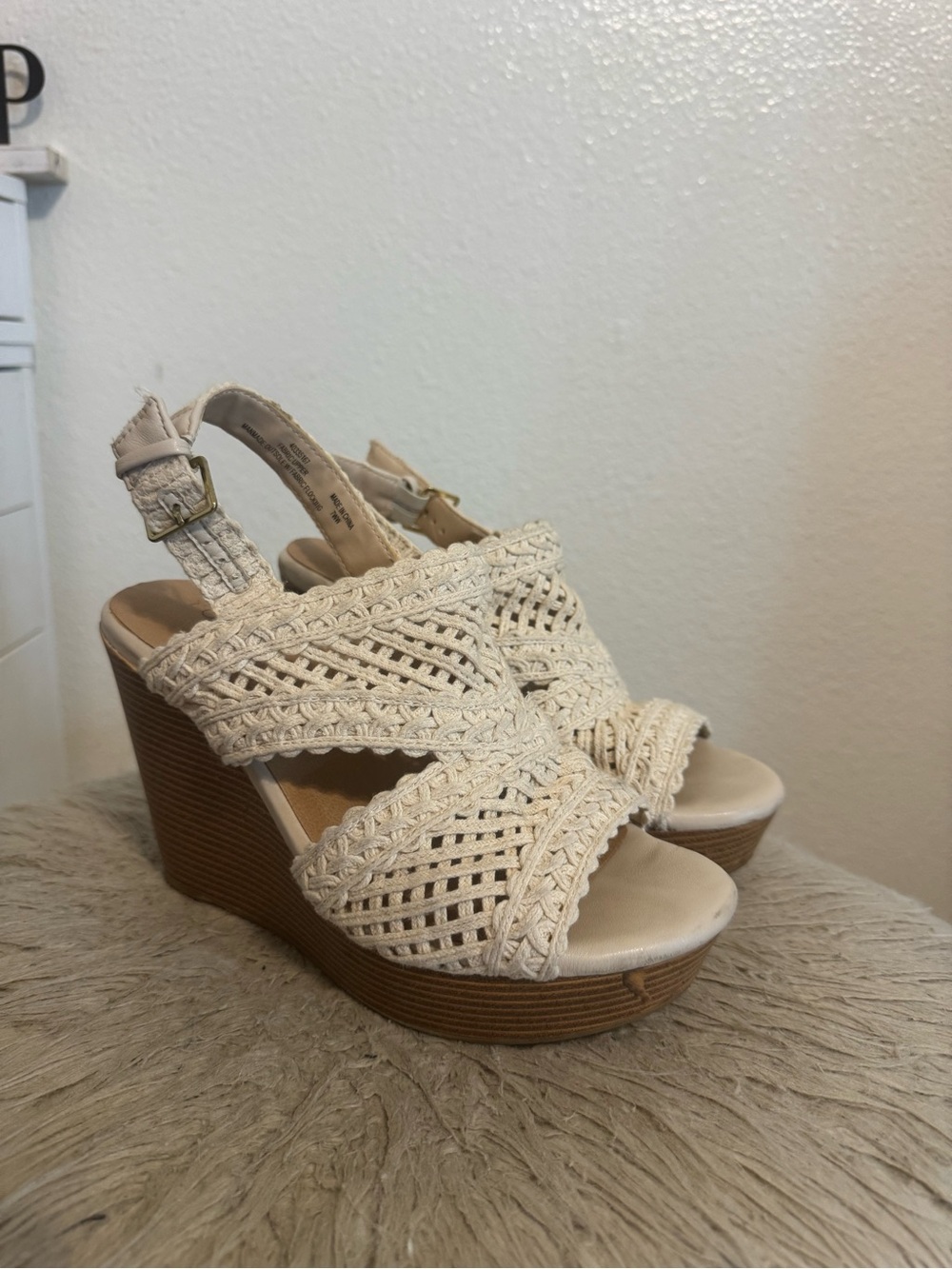 torrid Cream Woven Platform Wedge Sandals